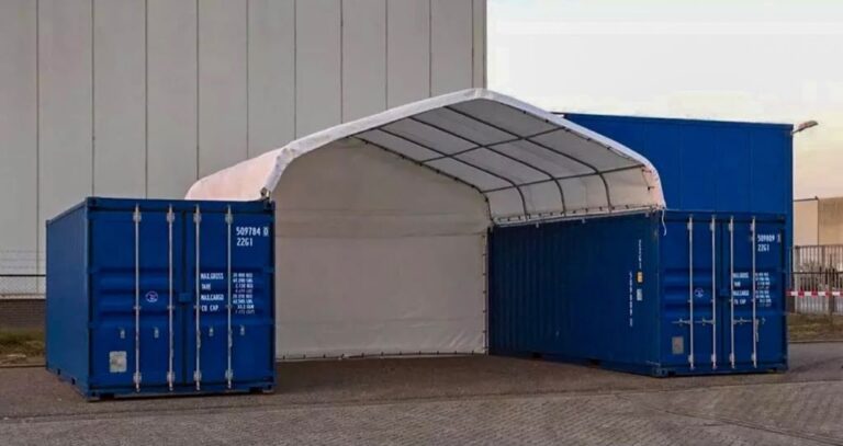 Shelter Between Shipping Containers, 20′ – HZK606, White